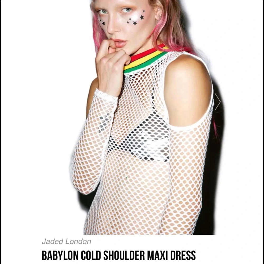 Jaded London, Dolls Kill Babylon, white mesh cold shoulder dress